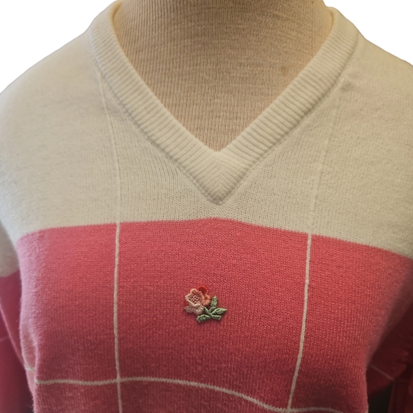Vintage lady la mode pullover v-neck sweater - Picture 2 of 5